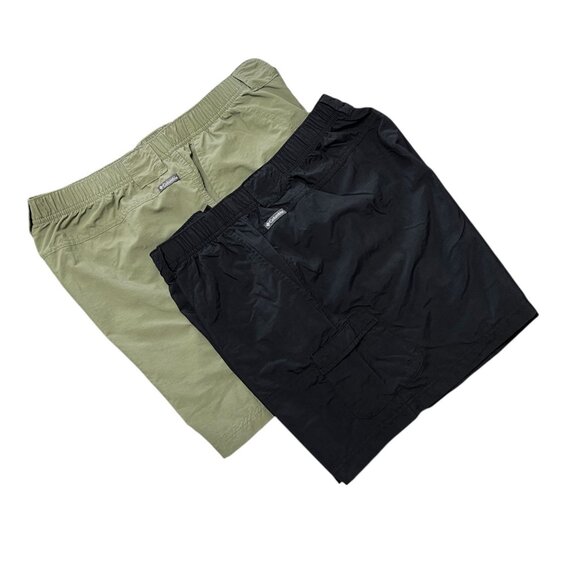 Lot of 2 Columbia XL Nylon Cargo Swim Shorts In Black & Olive Green - Picture 1 of 11